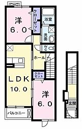 サニーハウス・オバマ 2LDKの間取図画像