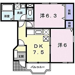 フォレスタビラ 2DKの間取図画像