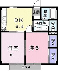 ラフィーネ生駒　（西松ヶ丘） 1階2Kの間取り