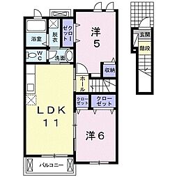 ガーデンハウスMUB棟 2LDKの間取図画像