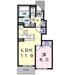 ミルト・ブリーゼ 1LDKの間取図画像