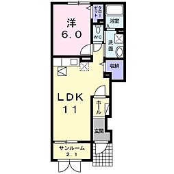 メゾン片町 1LDKの間取図画像