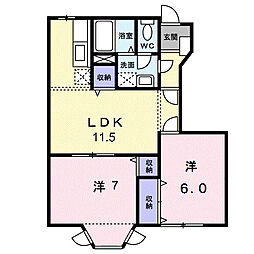 ル・プレンシュルＡ 1階2LDKの間取り