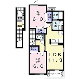 ナスカ　I 2階2LDKの間取り