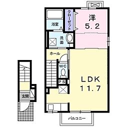 すばる 2階1LDKの間取り