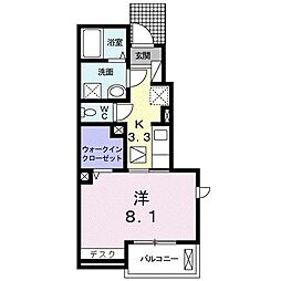 エクレール三宅2 1Kの間取図画像