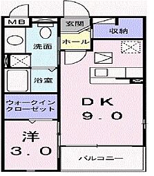 ブライトホルン 1DKの間取図画像
