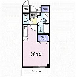 エヴァーグリーン ワンルームの間取図画像