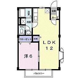 カーム和田 1LDKの間取図画像