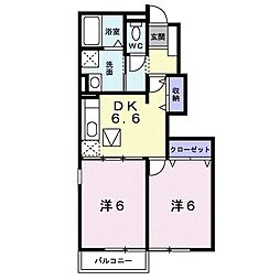 メルヴェーユ 2DKの間取図画像
