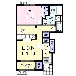ベルソレイユ 1LDKの間取図画像