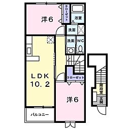 グランツグリューン 2LDKの間取図画像