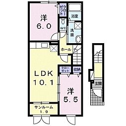 L.アウラツム1 2LDKの間取図画像