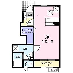 クレエ ワンルームの間取図画像