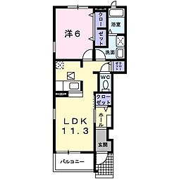 スカイフィールド・アサカC 1LDKの間取図画像