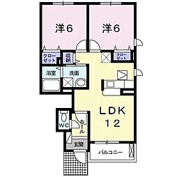 バロンドゥ 2LDKの間取図画像