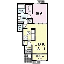 ファミーリア中野山 1LDKの間取図画像