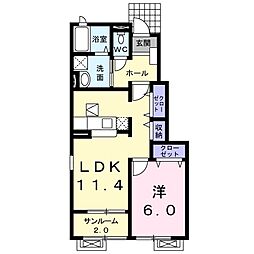 クレスト藤 1LDKの間取図画像