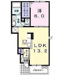 サウスウインドA 1LDKの間取図画像