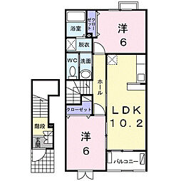 サン　マーベラス　Ｂ 2階2LDKの間取り