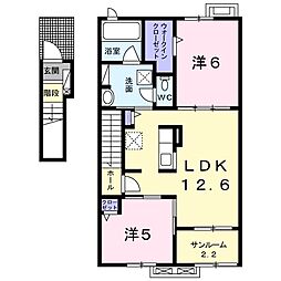 カルムメゾン 2LDKの間取図画像