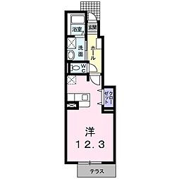 バンブ−スクエア− 1階ワンルームの間取り