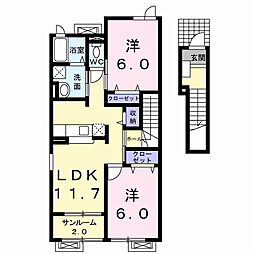 アダージオ 2LDKの間取図画像