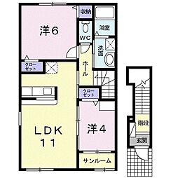 シェーネーアゼリア2 2LDKの間取図画像