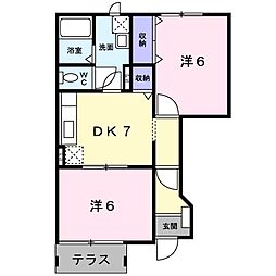 エルムB 2DKの間取図画像