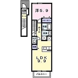 パークハイム大丸I 1LDKの間取図画像