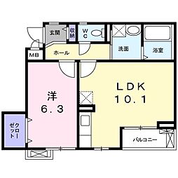 アルバソーレ 1LDKの間取図画像