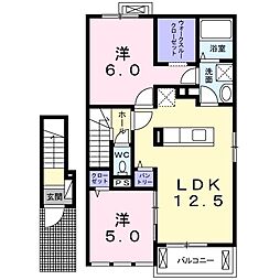 リュミエール 2LDKの間取図画像