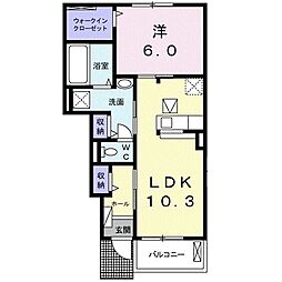 アルエット2 1LDKの間取図画像