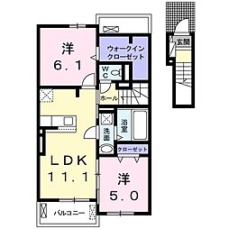 シャトレーポワリエ4B 2LDKの間取図画像