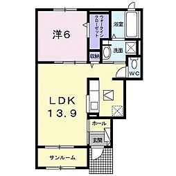 ベルフルール 1LDKの間取図画像