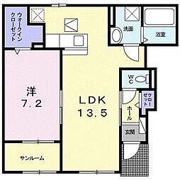 プレッソ・フラン2 1LDKの間取図画像