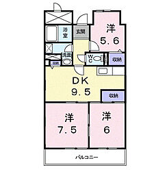 エステートピア小田原 3DKの間取図画像