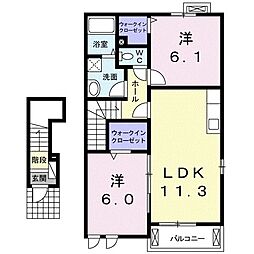 ノースプラシャーンティ 2LDKの間取図画像