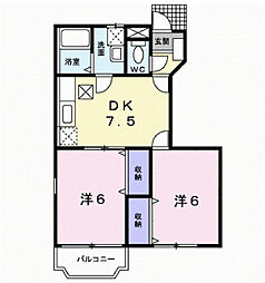 クレストールすずき 2DKの間取図画像
