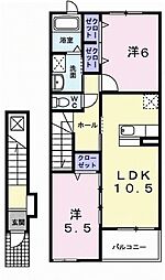 プロムナード 2LDKの間取図画像