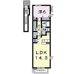 リベーラB 1LDKの間取図画像
