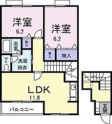 エテルネルＡ 2階2LDKの間取り