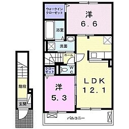 ルミエール小坂井A 2LDKの間取図画像
