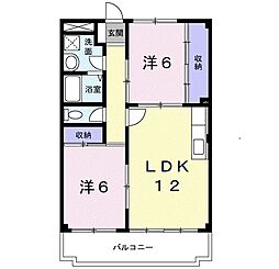 グレイス小山A棟 2LDKの間取図画像