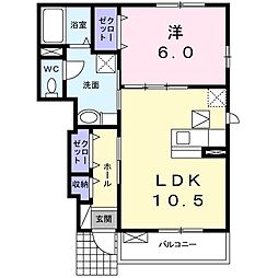 ミュゼ2 1LDKの間取図画像