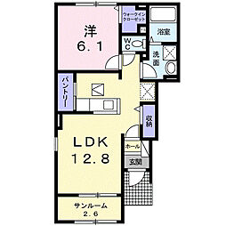 ソレイユ高岡1 1LDKの間取図画像