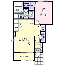 シャインビュー 1LDKの間取図画像