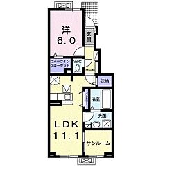 ズィーゲンひばりC 1LDKの間取図画像