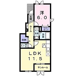 エレガンスヴィラさくら 1LDKの間取図画像