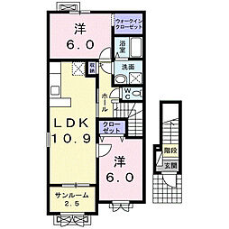 メゾンビュー3 2LDKの間取図画像